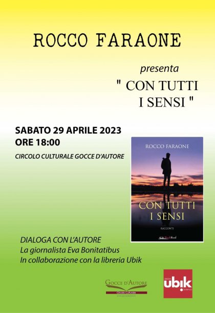 “Con tutti i sensi”, la raccolta di racconti di Rocco Faraone a Gocce d’Autore