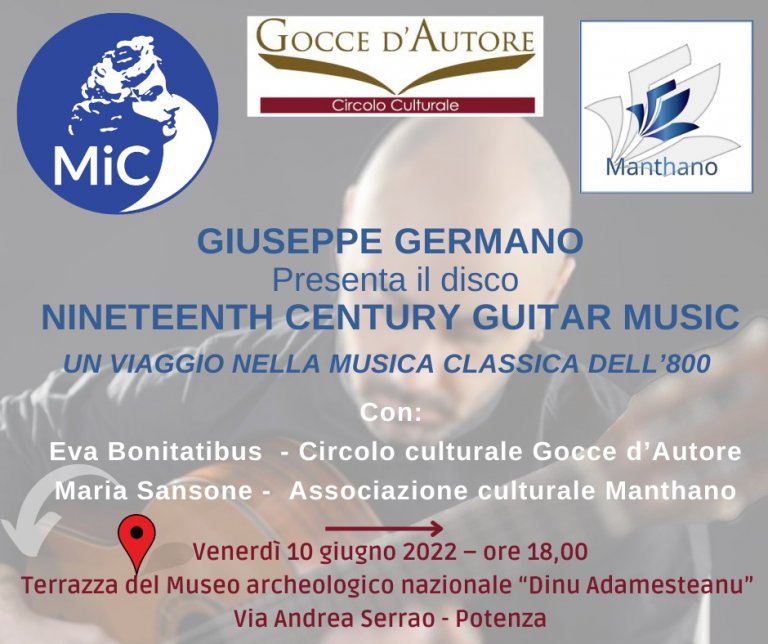 Il musicista Giuseppe Germano presenta il suo cd “Nineteenth century guitar music”
