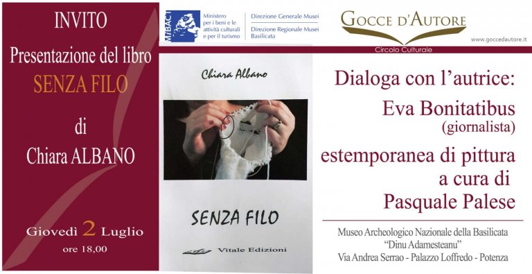 Presentazione del libro &quot;Senza filo&quot; di Chiara Albano - Giovedì 2 luglio ore 18:00