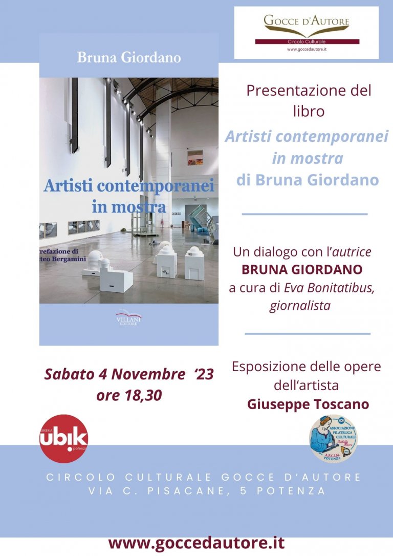 Artisti contemporanei in mostra, il libro di Bruna Giordano a Gocce d’Autore