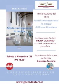 Artisti contemporanei in mostra, il libro di Bruna Giordano a Gocce d’Autore