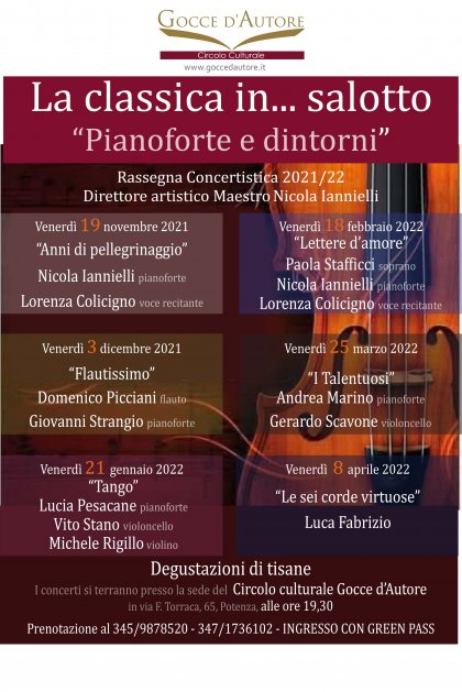 Al via la rassegna “Pianoforti e dintorni” a Gocce d’Autore